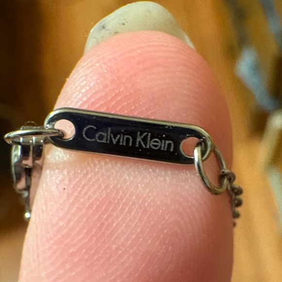 Calvin Klein Silver and Blue Oval Necklace - Picture 4 of 5